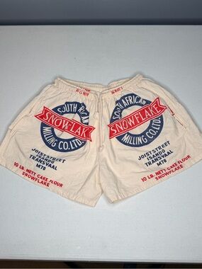 Vintage Style South African Snowflake Meelbroeke Flour Bag Baggie Shorts